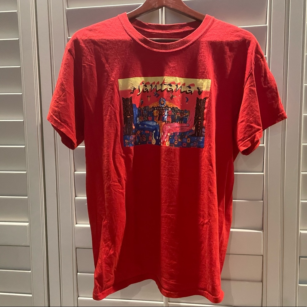 Carlos Santana Red Oversized Graphic Tee